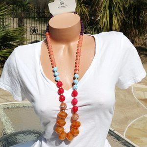 Long Chunky Boho Tropical Mixed Bead Necklace NWT